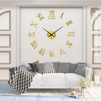Fashion DIY 3D τοίχου ρωμαϊκού αριθμού με ακρυλικό αυτοκόλλητο ρολόι τοίχου Ρολόγια χαλαζία Ρολόι για διακόσμηση σπιτιού Αυτοκόλλητα σαλονιού