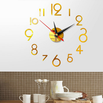 Стикер за стенен часовник 3D Направи си сам висящ часовник Decal Самозалепваща декорация Стикер за стенен часовник, червен