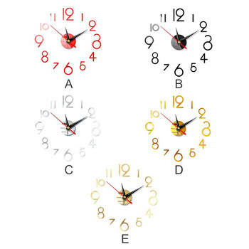 Стикер за стенен часовник 3D Направи си сам висящ часовник Decal Самозалепваща декорация Стикер за стенен часовник, червен