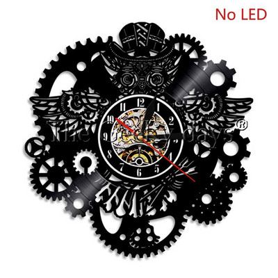 Bakelitlemez falióra Modern dizájnú 3D dekoratív Steampunk óra 7 különböző színű LED-es váltóval falióra lakberendezés