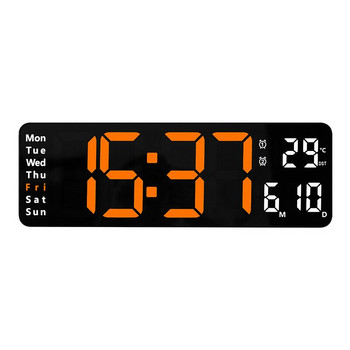 13-инчов LED цифров дисплей Стенен часовник Дистанционно управление Температура Час Дата Дата Седмица Изключване на захранването Памет Таймер Електронни будилници