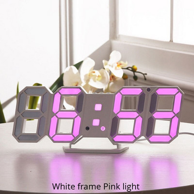 3D LED-es falióra Modern dizájn digitális asztali óra riasztó éjszakai fény Saat Reloj De Pared óra otthoni nappali dekorációhoz