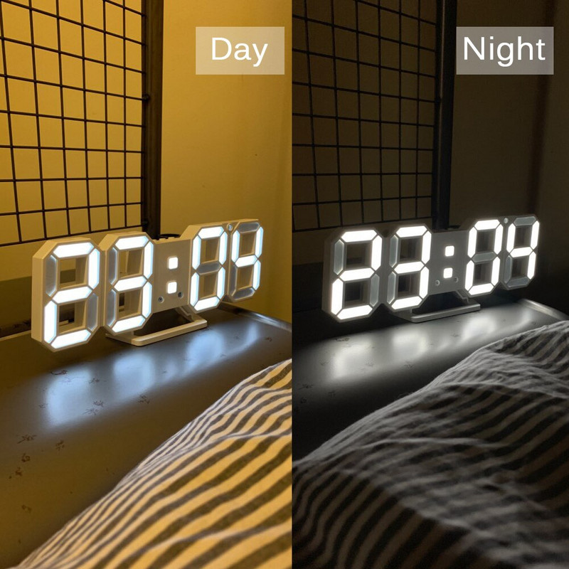 3D LED-es falióra Modern dizájn digitális asztali óra riasztó éjszakai fény Saat Reloj De Pared óra otthoni nappali dekorációhoz