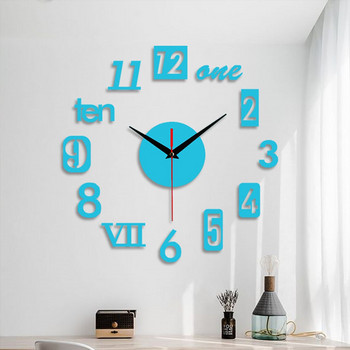 Функция Акрилен минималистичен стенен часовник Модерен стенен часовник „направи си сам“ 3d декоративен стикер за огледална повърхност без рамки Декорация на стената на дома