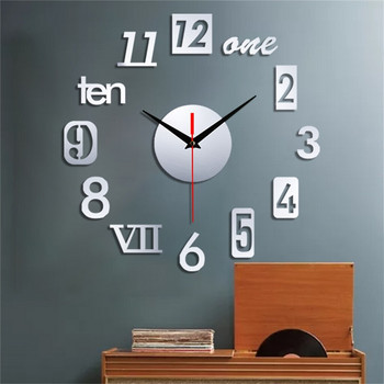 Функция Акрилен минималистичен стенен часовник Модерен стенен часовник „направи си сам“ 3d декоративен стикер за огледална повърхност без рамки Декорация на стената на дома