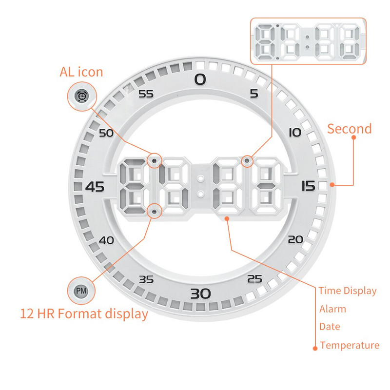 Modern 3D Luminos Silențios Led Digital Mare Ceas de Perete Electronic Creativitate Jump Second Ceas Decorare pentru Sufragerie