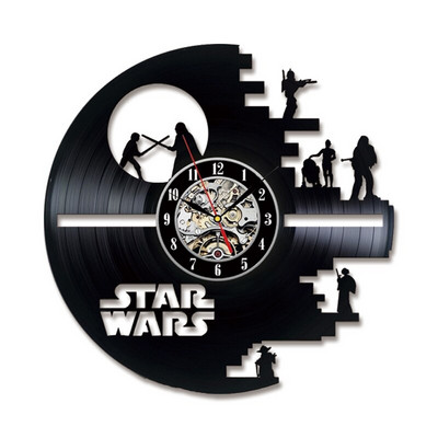Wars between Stars Series Bakelit lemez falióra Kreatív Retro 7 színű LED órák Otthoni nappali dekoráció