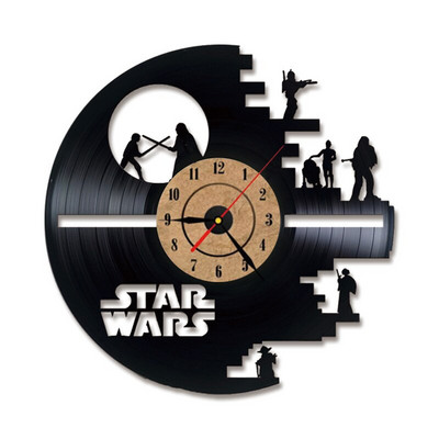 Wars between Stars Series Bakelit lemez falióra Kreatív Retro 7 színű LED órák Otthoni nappali dekoráció