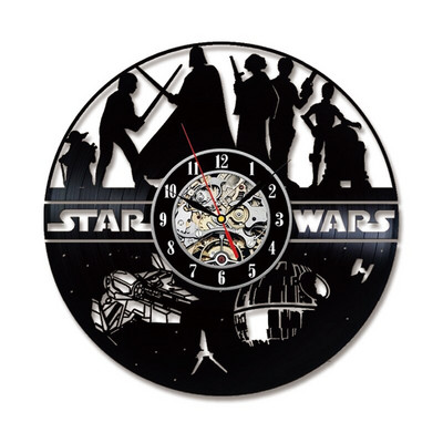 Wars between Stars Series Bakelit lemez falióra Kreatív Retro 7 színű LED órák Otthoni nappali dekoráció