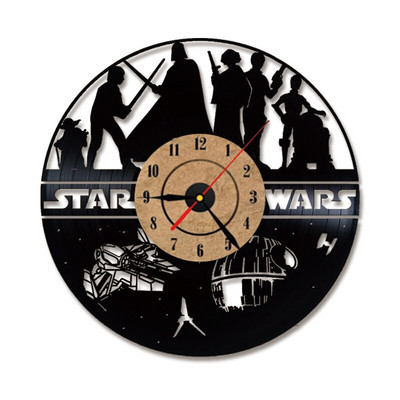 Wars between Stars Series Bakelit lemez falióra Kreatív Retro 7 színű LED órák Otthoni nappali dekoráció