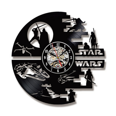 Wars between Stars Series Bakelit lemez falióra Kreatív Retro 7 színű LED órák Otthoni nappali dekoráció