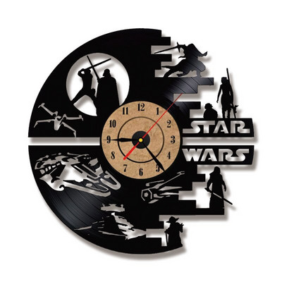 Wars between Stars Series Bakelit lemez falióra Kreatív Retro 7 színű LED órák Otthoni nappali dekoráció