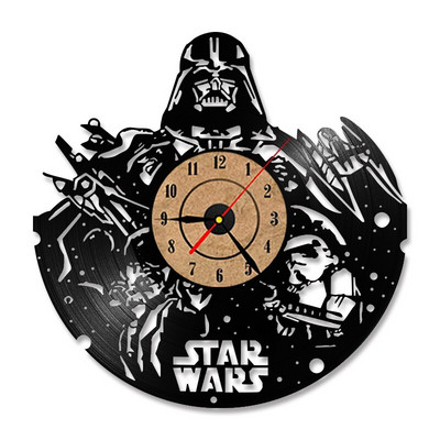 Wars between Stars Series Bakelit lemez falióra Kreatív Retro 7 színű LED órák Otthoni nappali dekoráció