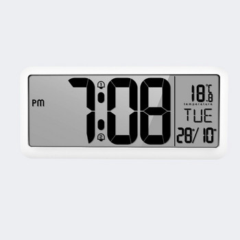 Дигитален стенен часовник с батерии и регулируема сила на звука с 2 настройки на алармата Голям часовник с LCD екран