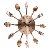 Stalo įrankiai Virtuvė Sieninis Laikrodis Triukšmas Nerūdijančio plieno Stalo įrankiai Laikrodžiai Peilis ir Šakutė Šaukštas Sieninis Laikrodis Virtuvė Namų Dekoracija Raudona