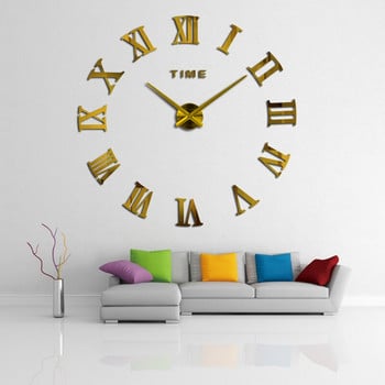 Голям светещ 3D стенен часовник Голямо акрилно огледало Стикер Модни Направи си сам кварцови часовници Часовник Декорация на дома Стикери за хол