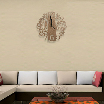 Модерен дървен стенен часовник с ретро дизайн Моден стил Домашен хол Кафене Шик Бар Личност Тих часовник Квадратна форма