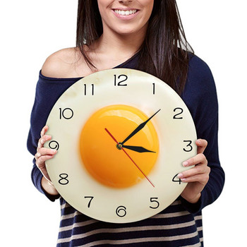 Ново пържено яйце Кухненски стенен часовник Модерен дизайн 3D стенен часовник Закуска Храна Стенно изкуство Трапезария Домашен декор Безшумен стенен часовник
