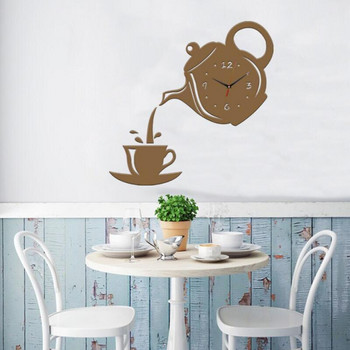 Нов креативен DIY акрилна чаша за кафе чайник 3D стенен часовник Декоративни кухненски стенни часовници Всекидневна Трапезария Часовник за домашен декор