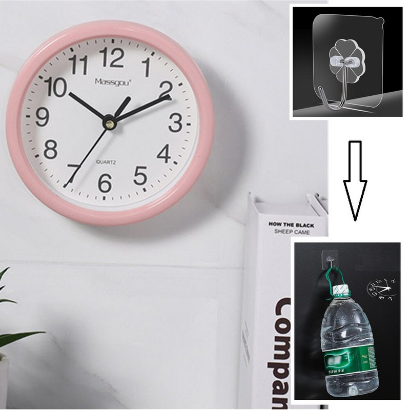 Minimalistiniai maži sieniniai laikrodžiai su rėmu, skaidraus plastiko saldainių spalvos, tylus 15 cm pakabinamas laikrodis Svetainės namų dekoras