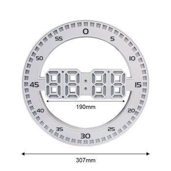 3D цифров кръгъл светещ безшумен температурен термометър за хол Декорация на дома LED стенен часовник Аларма с календар