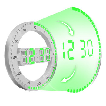 3D цифров кръгъл светещ безшумен температурен термометър за хол Декорация на дома LED стенен часовник Аларма с календар