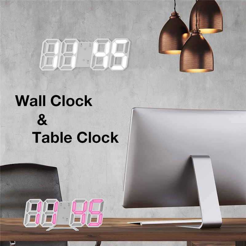 Modern dizájn 3D nagy falióra LED digitális USB elektronikus órák falon világító ébresztő asztali óra asztali lakberendezés