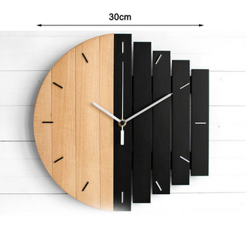 Дървен стенен часовник Модерен дизайн Винтидж рустикален изтъркан часовник Тих художествен часовник Декорация на дома B