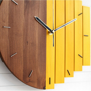 Дървен стенен часовник Модерен дизайн Винтидж рустикален изтъркан часовник Тих художествен часовник Декорация на дома B