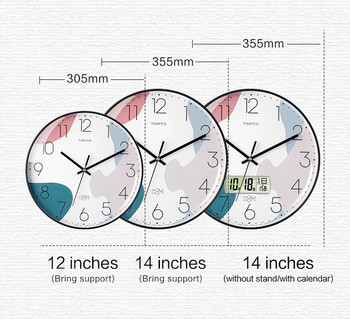 Timess Стенни часовници Всекидневна Домашна мода Таймер Модерен дизайн Календар Електронен кварц Цветно подобрение на дома