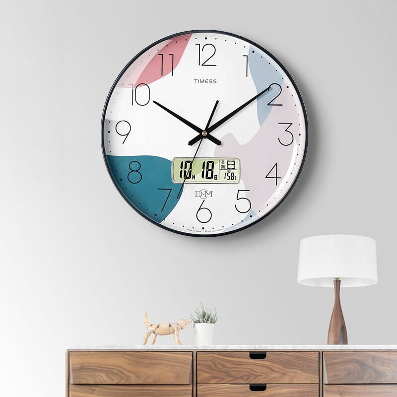 Timess faliórák nappali otthoni divat időzítő modern dizájn naptár Elektronikus kvarc színes lakberendezés