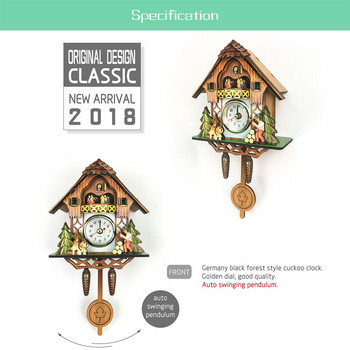 Дървен стенен часовник с кукувица Bird Time Bell Swing Alarm Watch Home Art Decor Nordic Retro Всекидневна
