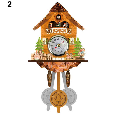 Дървен стенен часовник с кукувица Bird Time Bell Swing Alarm Watch Home Art Decor Nordic Retro Всекидневна