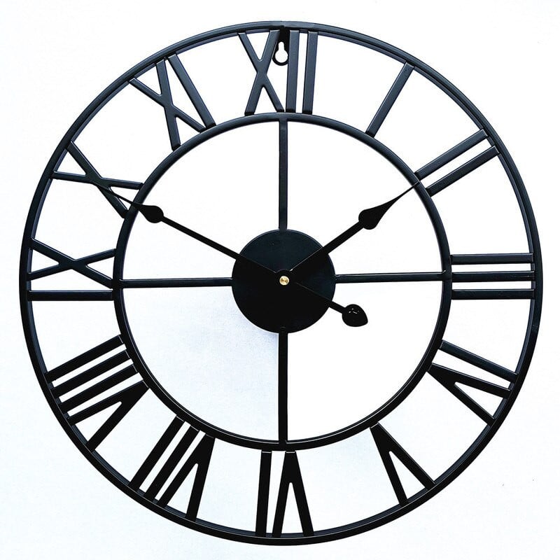 40/47/60/80cm falióra Modern 3D nagy retro fekete vas kerek üreges fém falióra skandináv római számokkal óra lakberendezés