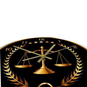 Scale Of Justice Модерен стенен часовник Нетиктакащ Часовник Адвокат Офис Декор Адвокатска кантора Стенно изкуство Съдия Закон Стенен часовник