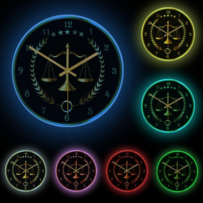 Scale of Justice Ceas de perete modern Ceas de perete care nu ticează Avocat Decor birou de avocatură Artă de perete Judecător Legea Ceas de perete agățat