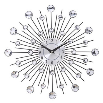 Crystal Sunburst Wall Clock Morden Design Large Vintage Wall Clocks Home Art Decor 33cm Голям размер Висящ часовник reloj de pared