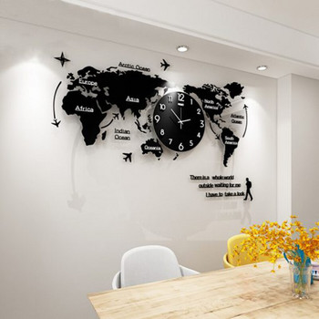 Стенен часовник с карта на света Nordic Модерна минималистична декорация Акрил за дома, спалнята, офис орнаменти