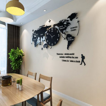 Стенен часовник с карта на света Nordic Модерна минималистична декорация Акрил за дома, спалнята, офис орнаменти