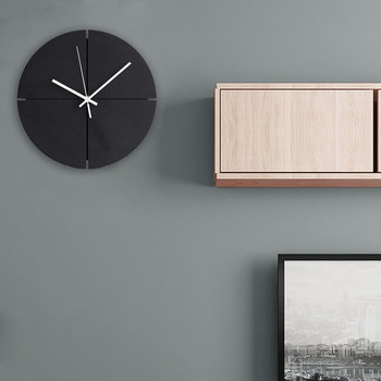 Кръгъл дървен стенен часовник Безшумен дървен декоративен часовник за всекидневна Висящи 12-инчови стенни часовници Модерен дизайн Домашен декор