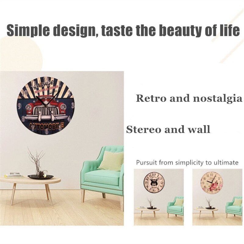 Ceas de perete din lemn retro nordic Ceas decorativ de 12 inch Ceas de perete din lemn rustic creativ pentru camera de zi Ceas suspendat