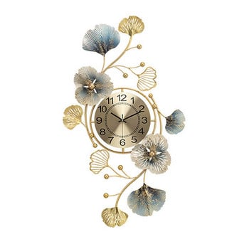 Голям стенен часовник Модерен дизайн Гинко Билоба Декоративен за всекидневна Безшумен висящ часовник Декорация на дома Луксозен LA052