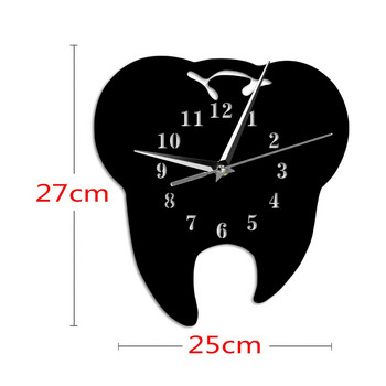 Mirror Effect Tooth Dentistry Ρολόι τοίχου Laser Cut Διακοσμητικό Οδοντιατρείο Διακόσμηση γραφείου Φροντίδα δοντιών Δώρο οδοντιάτρου