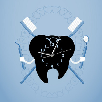 Стоматология на зъбите с огледален ефект Стенен часовник Лазерно рязане Декоративна Стоматологична клиника Декорация на офиса Грижа за зъбите Подарък за стоматологичен хирург