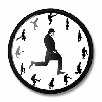 Silly Walks Κωμικός Αστείο περπάτημα καινοτομία Ρολόι τοίχου Ρολόι Κωμική τηλεοπτική σειρά Υπουργείο Κωμωδίας Διακόσμηση σπιτιού Αθόρυβο ρολόι για κρεβατοκάμαρα