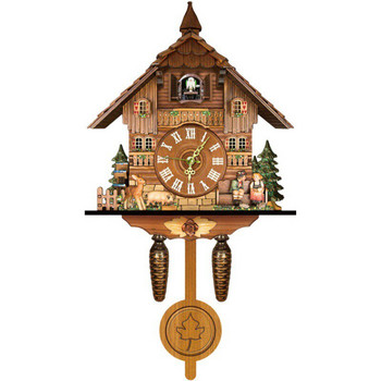 Скандинавски ретро стенен часовник с кукувица Cuckoo Wood Pendulum Swinging Bird Декоративен висящ час Будилник Всекидневна Home Decora