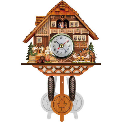 Скандинавски ретро стенен часовник с кукувица Cuckoo Wood Pendulum Swinging Bird Декоративен висящ час Будилник Всекидневна Home Decora