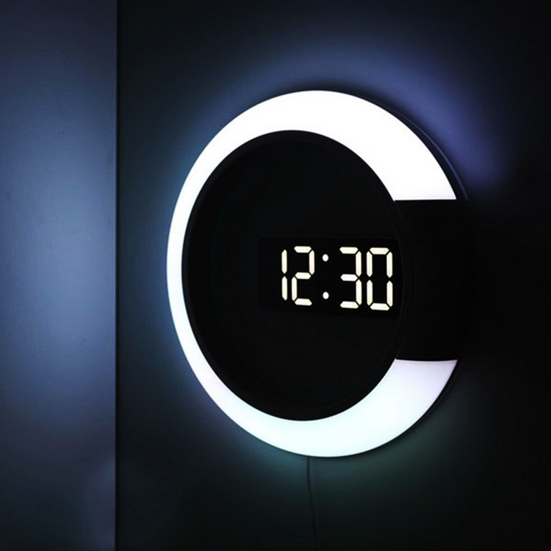 3D LED digitális falióra ébresztő tükör üreges óra asztali óra 7 színű hőmérséklet éjszakai lámpa otthoni nappali dekorációhoz