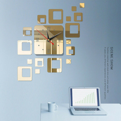 Ceas de perete acrilic cu oglindă modernă detașabilă 3D