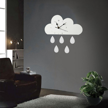 Дървен облак в скандинавски стил Стенен часовник във формата на дъждовна капка Детска всекидневна Спалня Декорация на детска стая Домашен декор